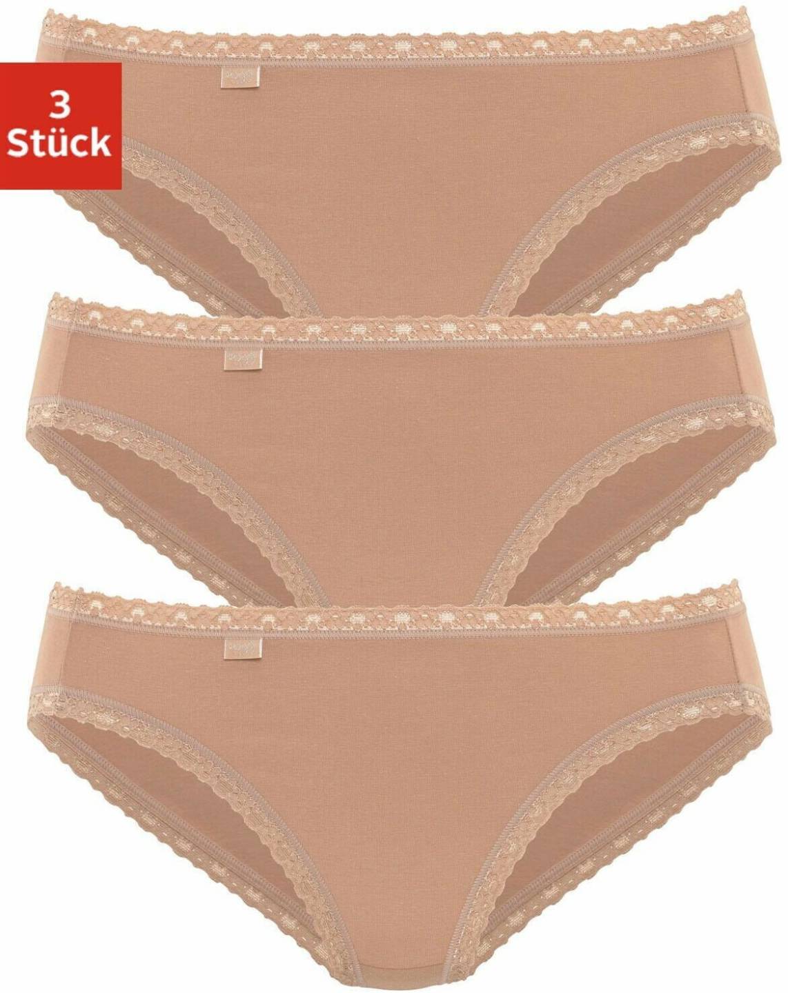 Damen-Unterwäsche Sloggi 24/7 Cotton Lace Tai Briefs 3Pbrush